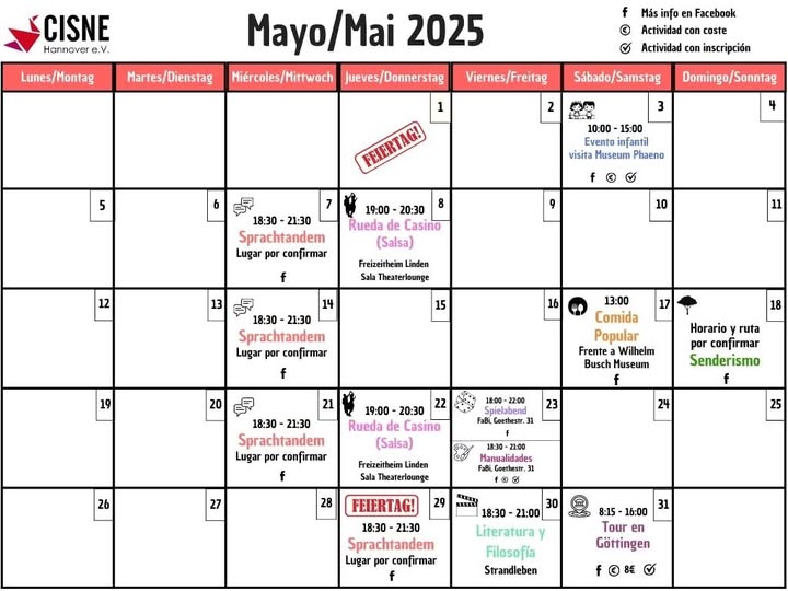 calendario mayo 2025